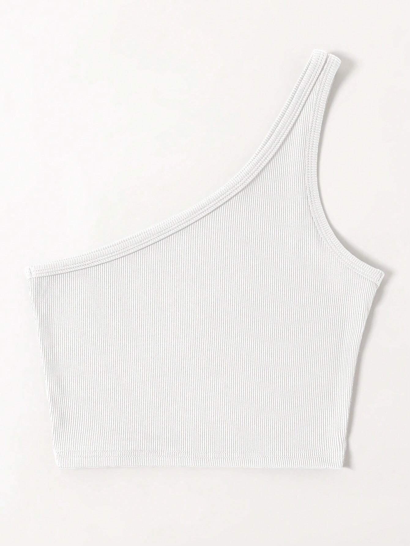 White One shoulder Tank Top
