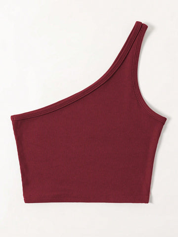 Maroon One shoulder Tank Top