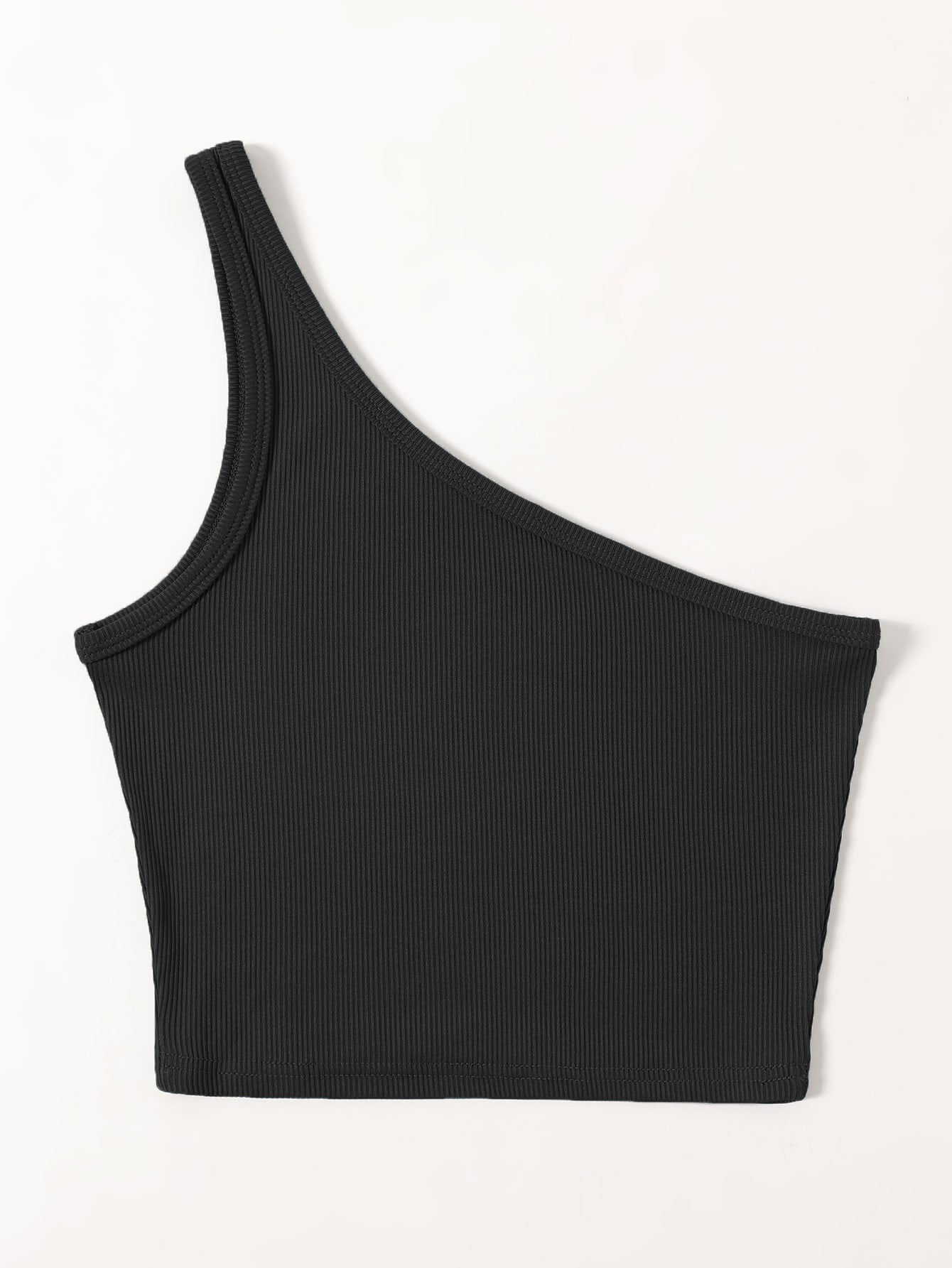Black One shoulder Tank Top