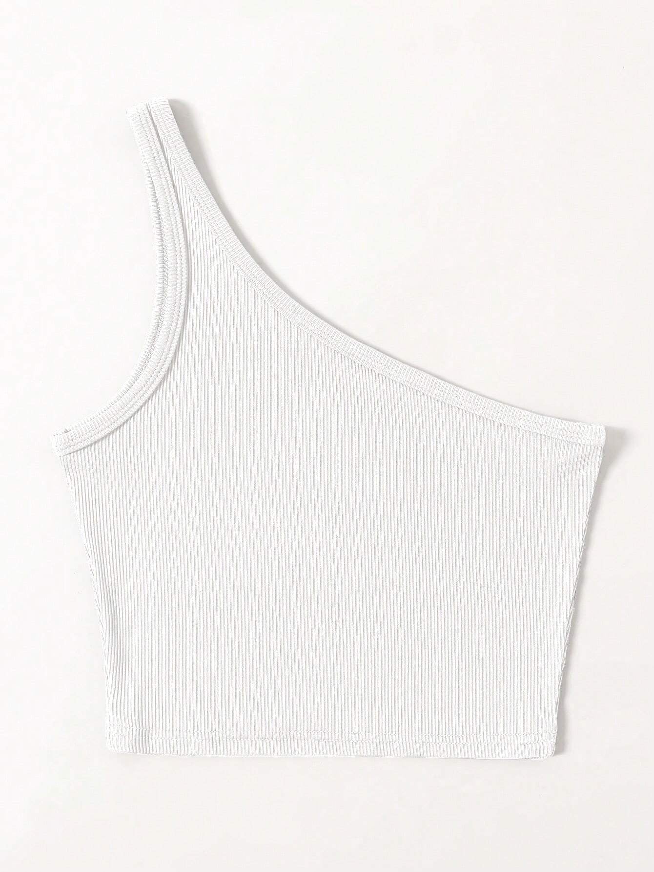 White One shoulder Tank Top