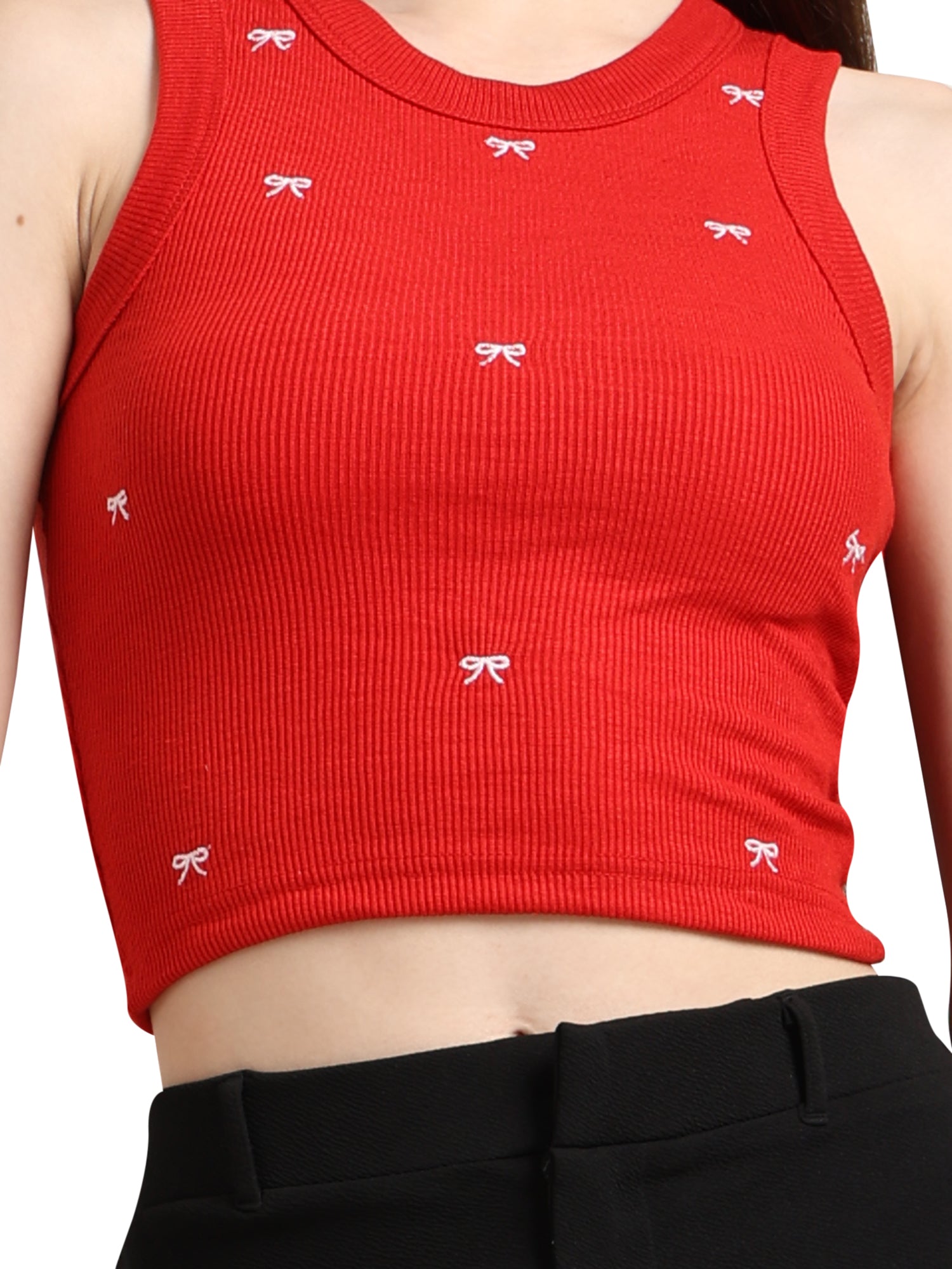 Chic Bow Embroidered Tank Top