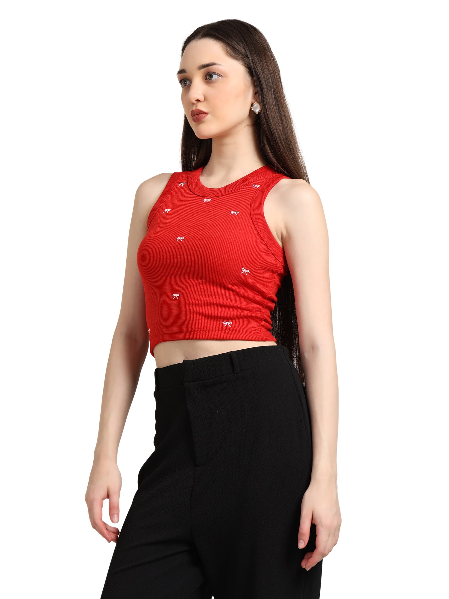 Chic Bow Embroidered Tank Top