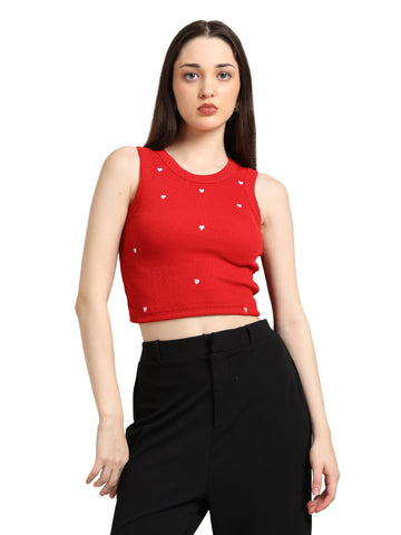 Collective Heart Embroidered Tank Top