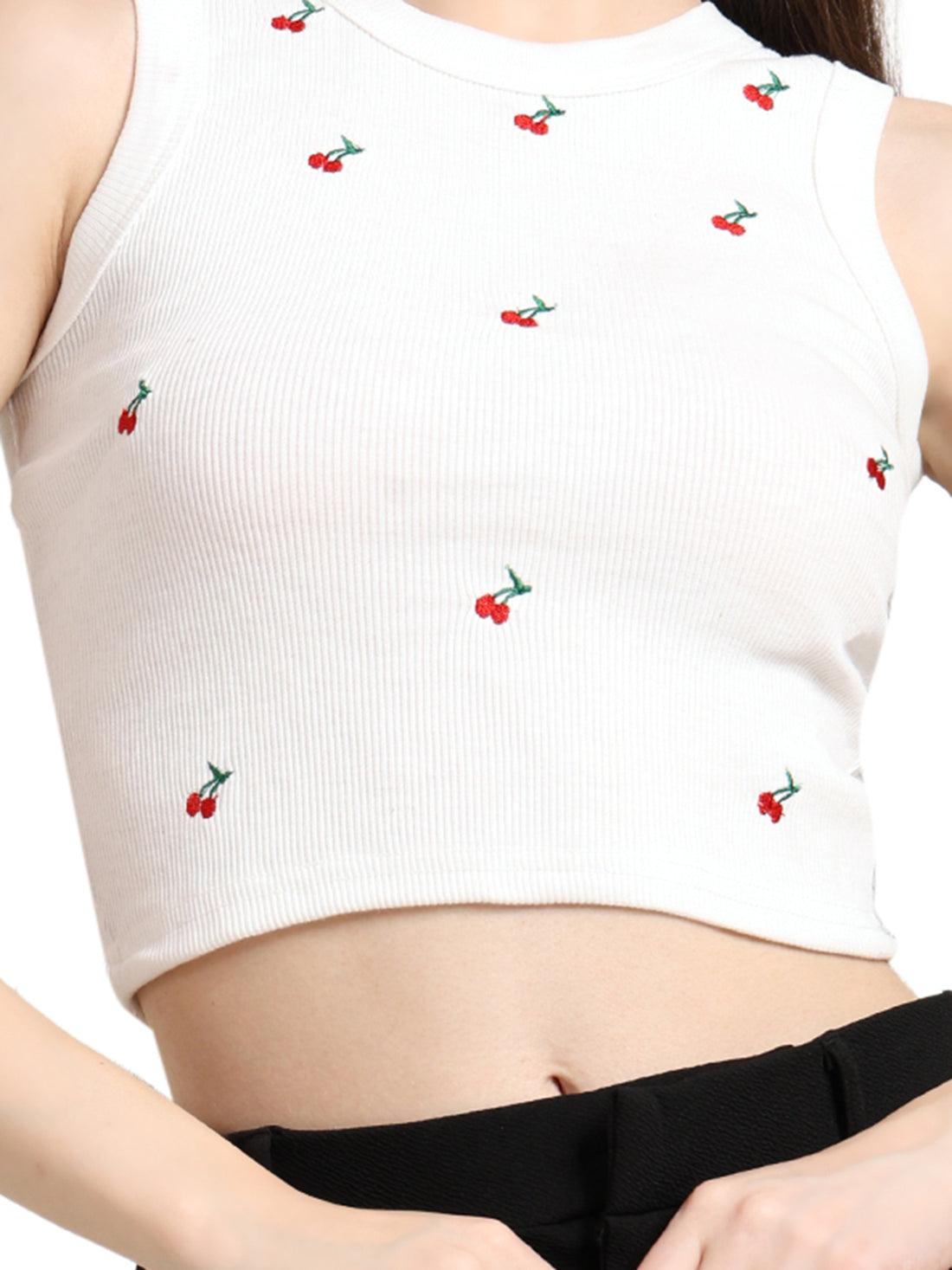 Glow Cherry Embroidered Tank Top