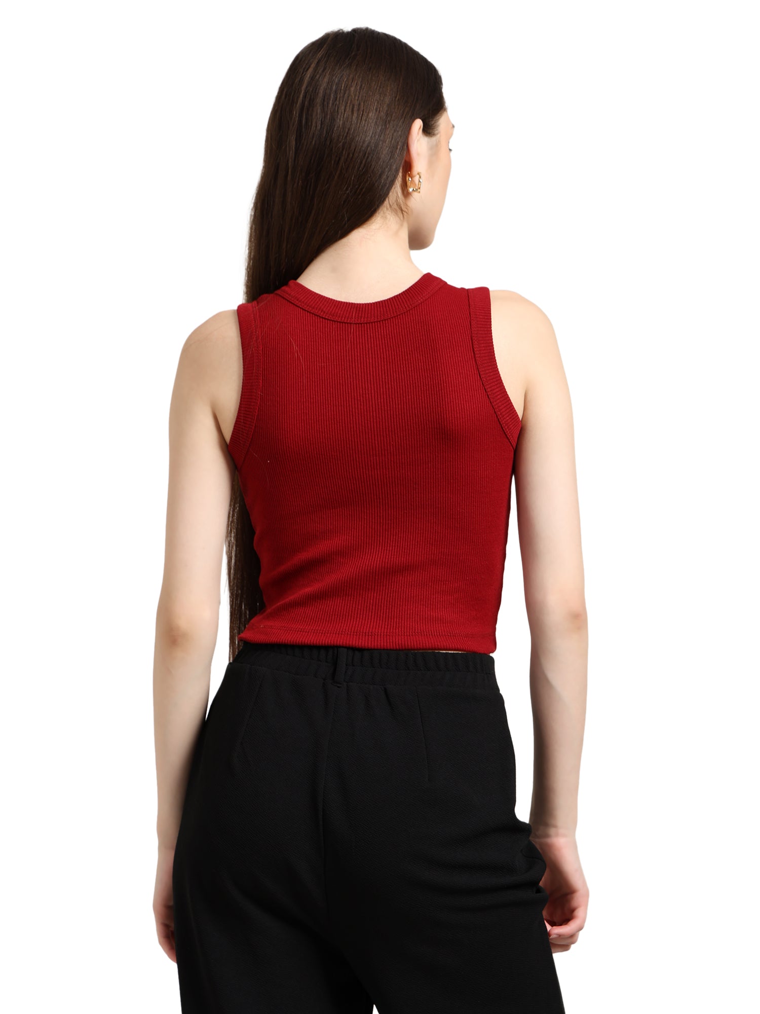 Maroon Bow Embroidered Tank Top