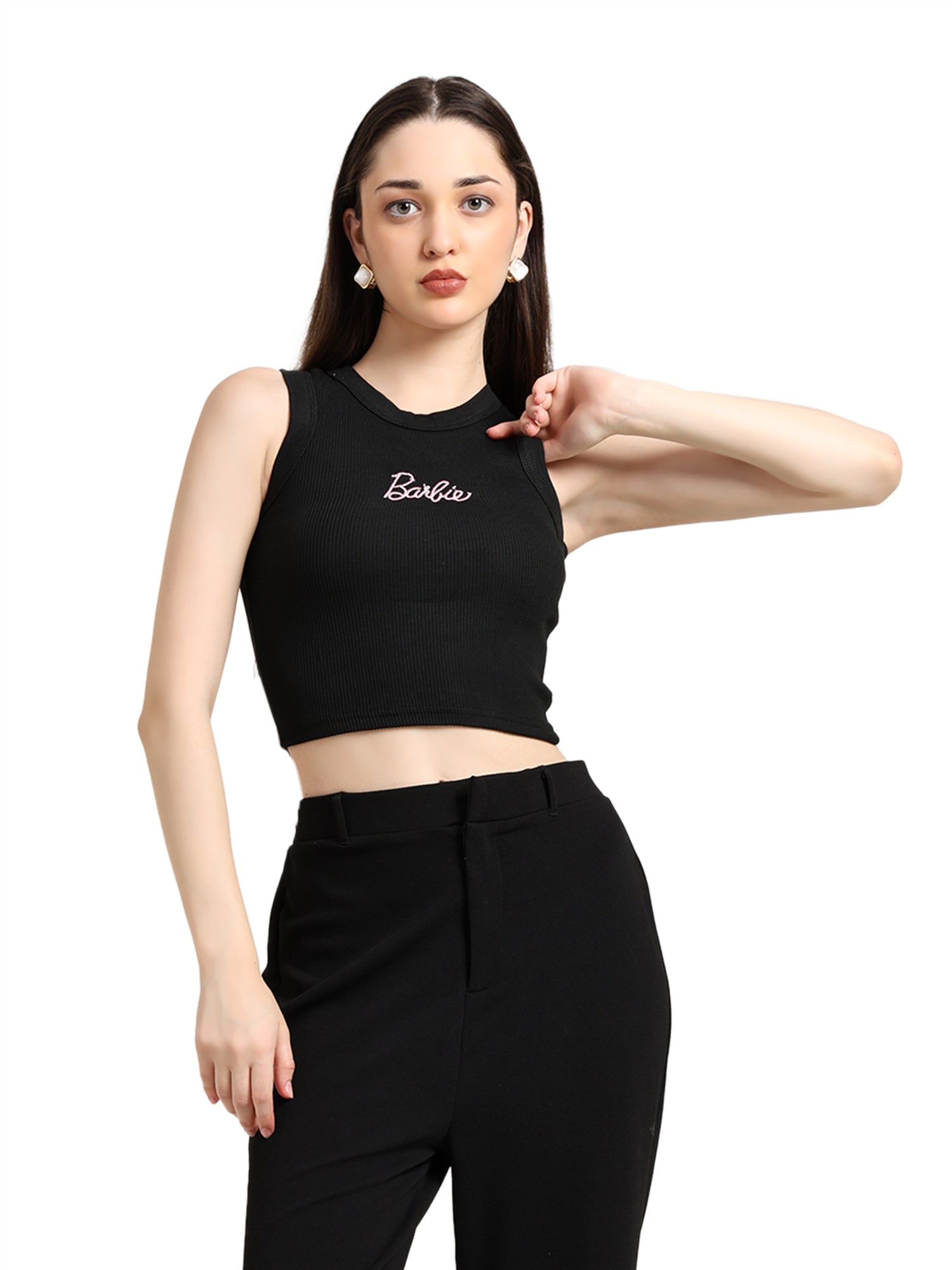 Black Noir Barbie Embroidered Tank Top