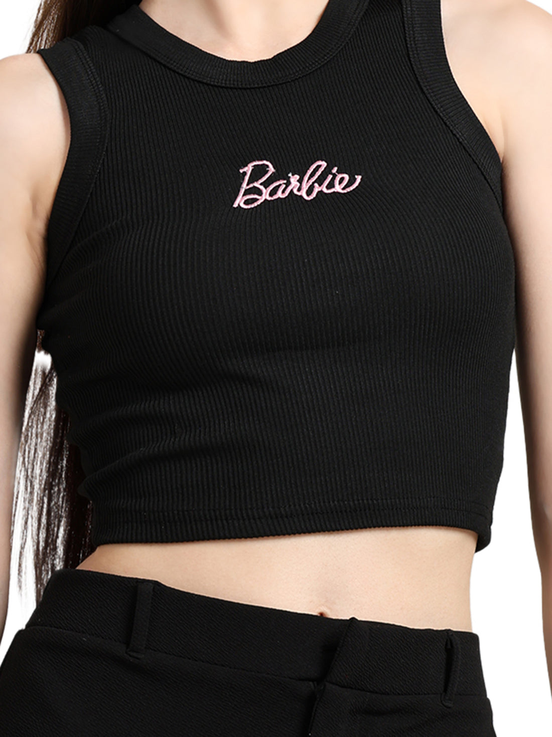 Black Noir Barbie Embroidered Tank Top