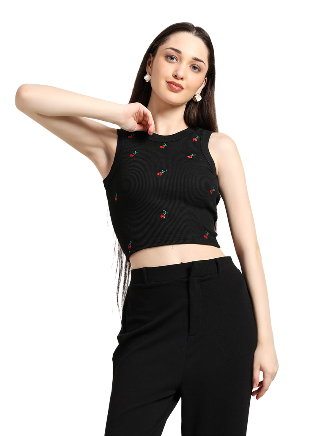 Bloom Cherry  Embroidered Tank Top