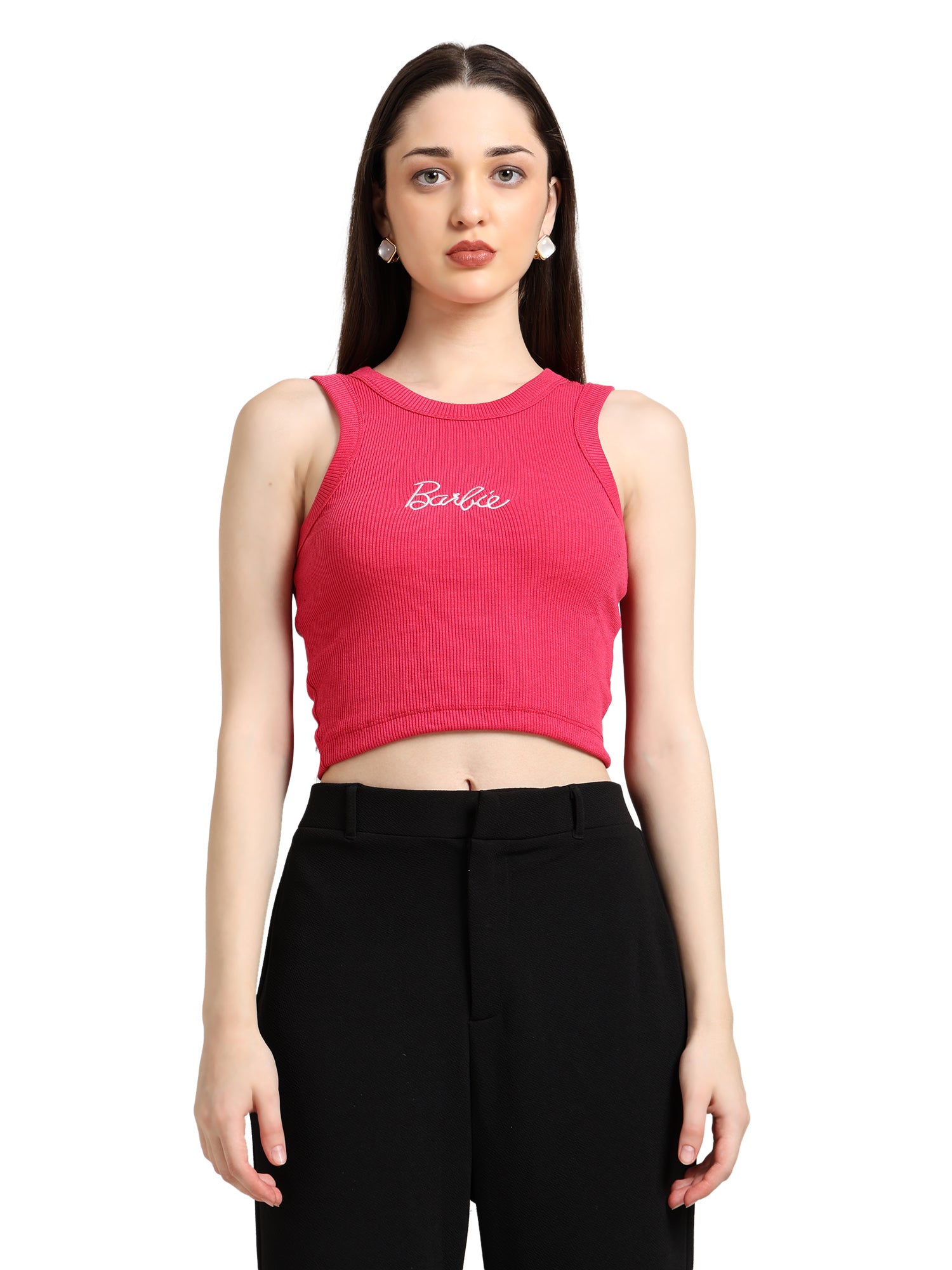 Dream Pink Barbie Embroidered Tank Top