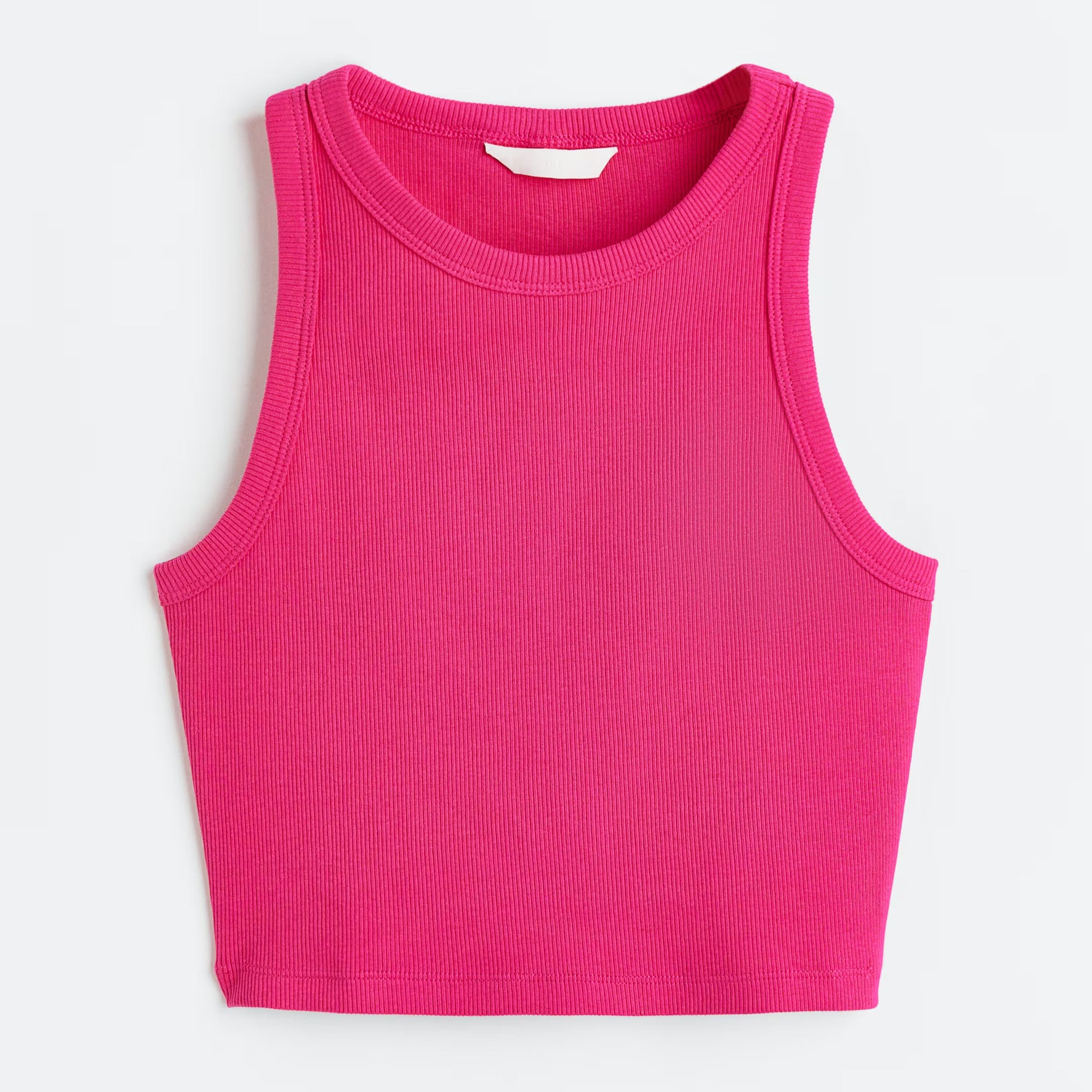 Pink Organic Ribbed Crop Tank