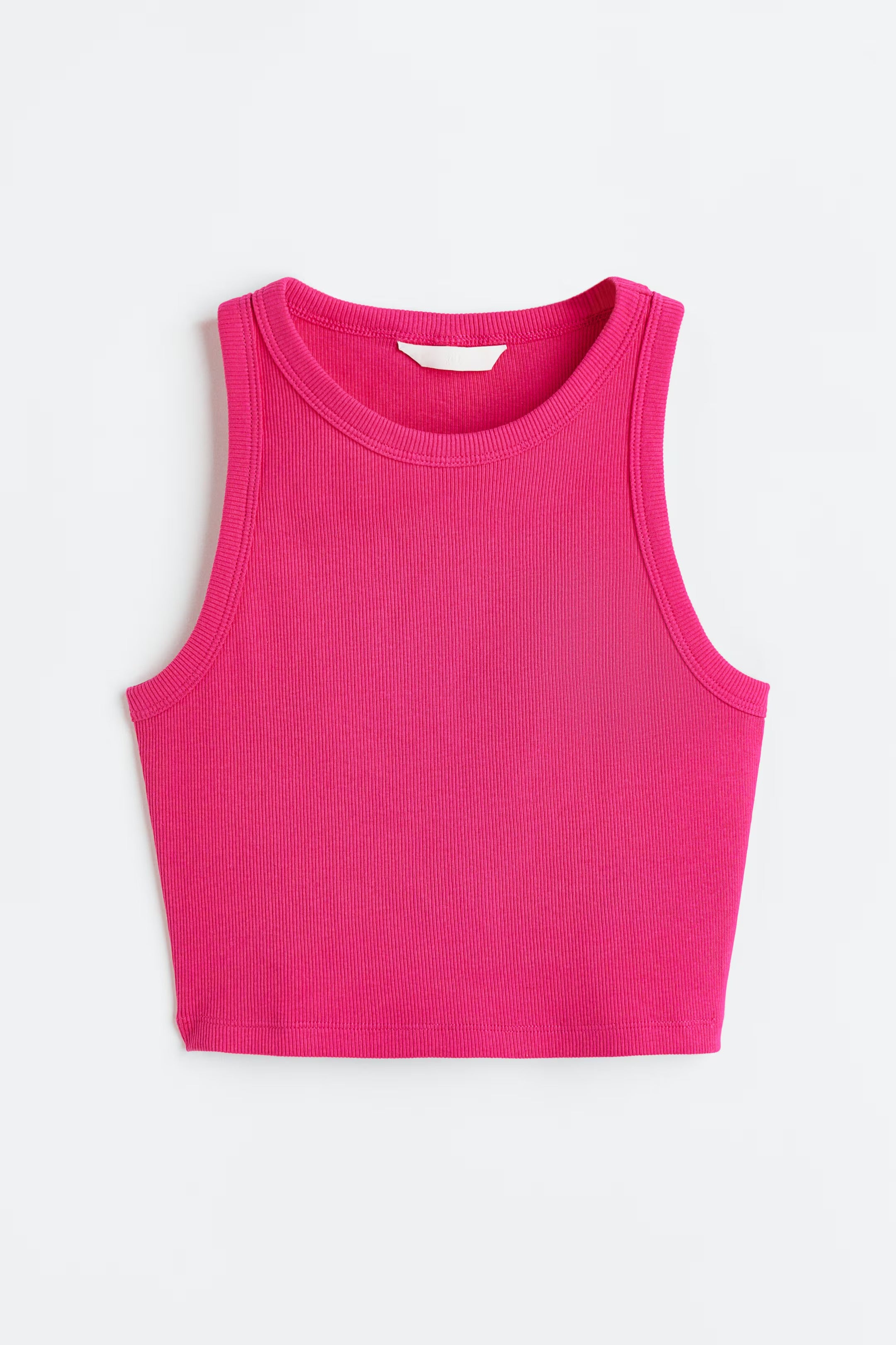 Pink Organic Ribbed Crop Tank
