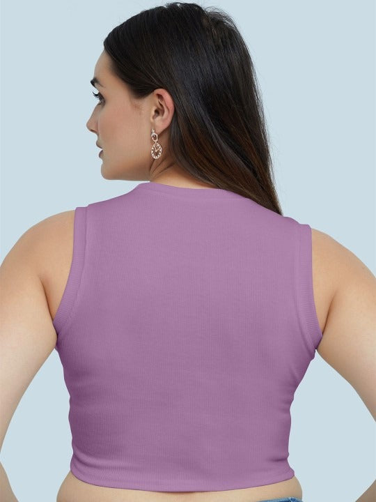 Lavender Organic Ribbed Crop Tank