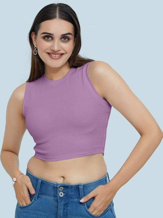 Lavender Organic Ribbed Crop Tank
