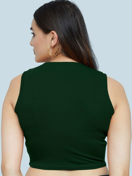 Dark Green Organic Ribbed Crop Tank
