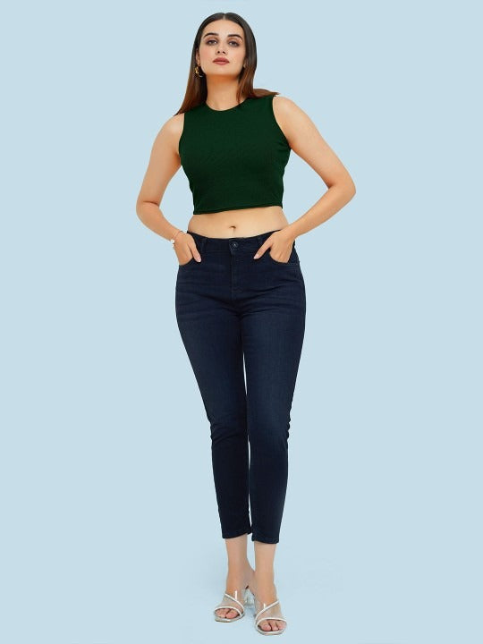Dark Green Organic Ribbed Crop Tank