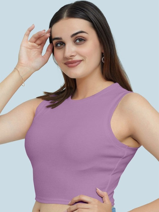 Lavender Organic Ribbed Crop Tank