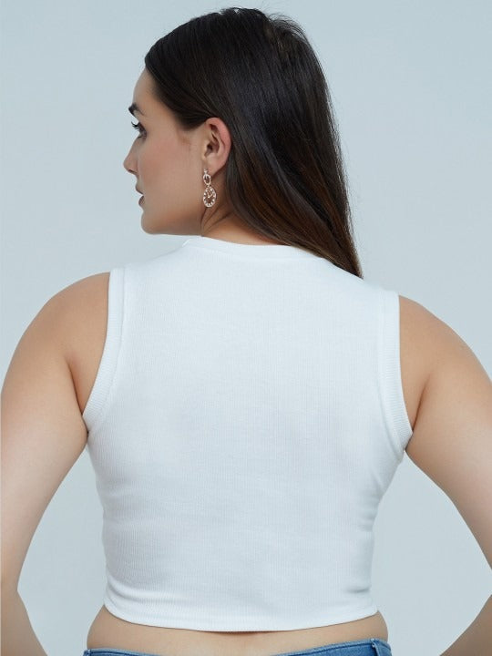 Off-White Organic Ribbed Crop Tank
