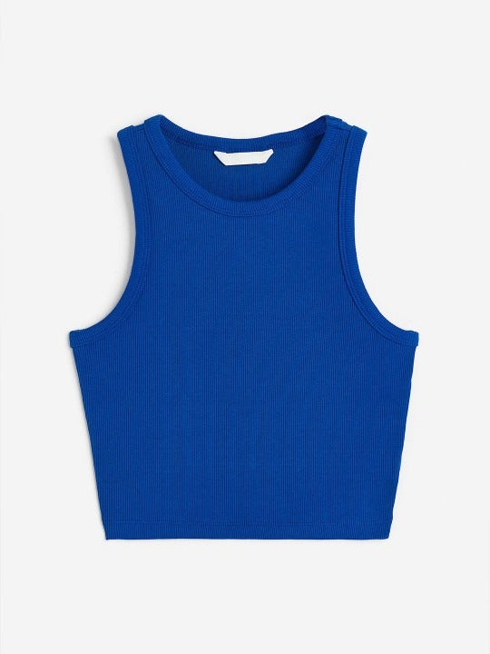 Royal Blue Organic Ribbed Crop Tank