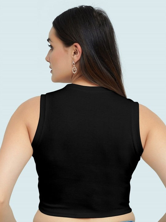 Black Organic Ribbed Crop Tank