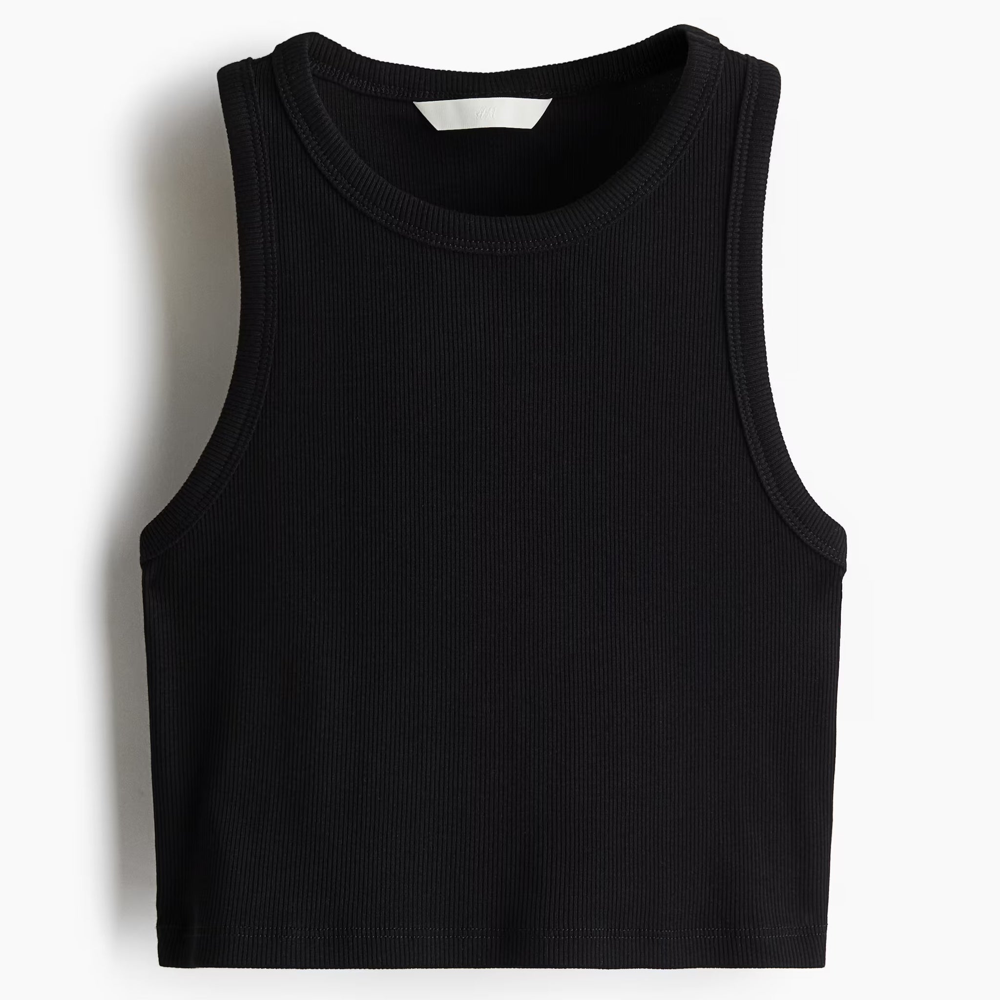 Midnight Black Organic Ribbed Crop Tank