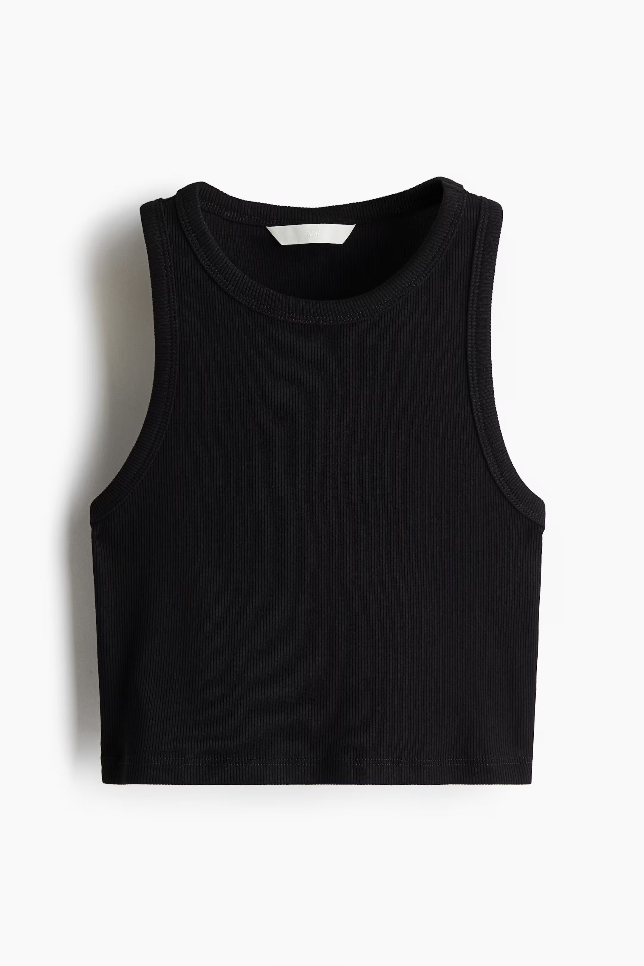 Midnight Black Organic Ribbed Crop Tank