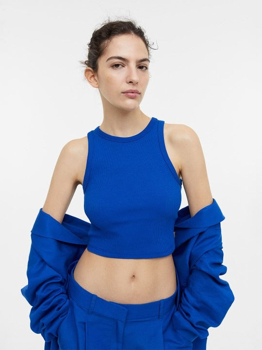 Royal Blue Organic Ribbed Crop Top