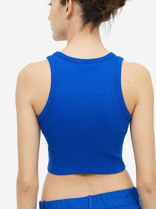 Royal Blue Organic Ribbed Crop Top