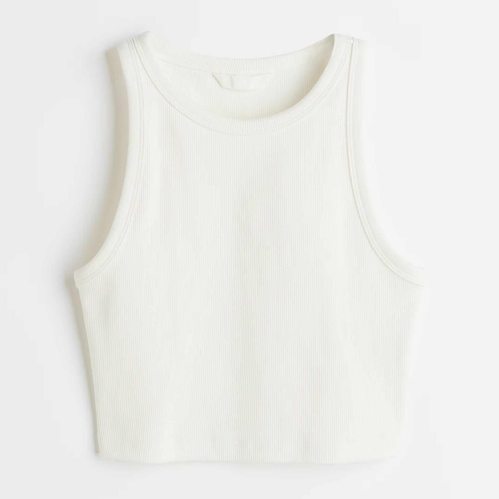 White Organic Ribbed Crop Tank