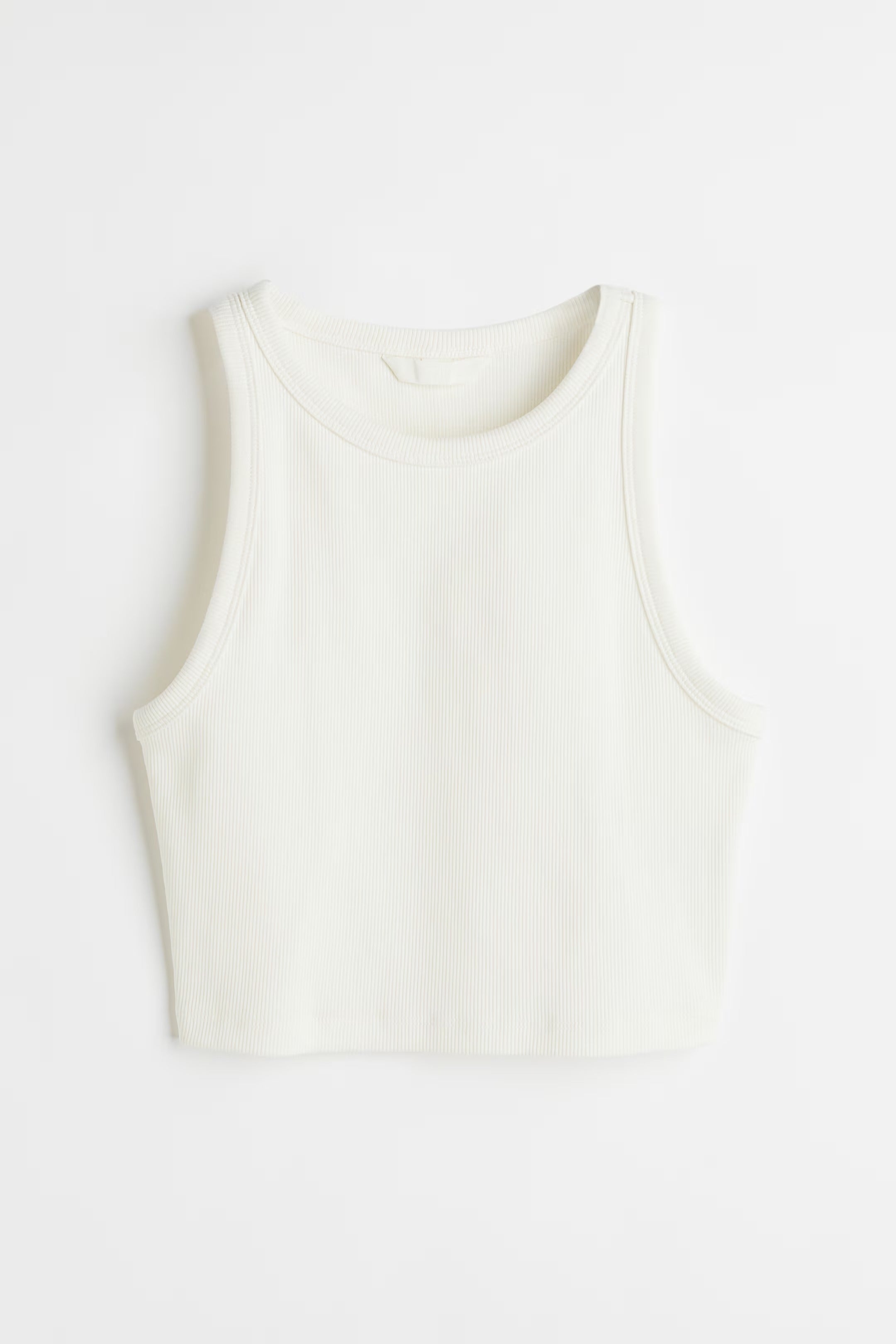 White Organic Ribbed Crop Tank